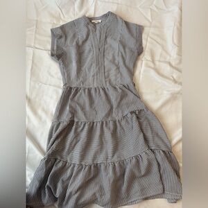 Monteau Gray Ruffled Tiered Midi Sundress